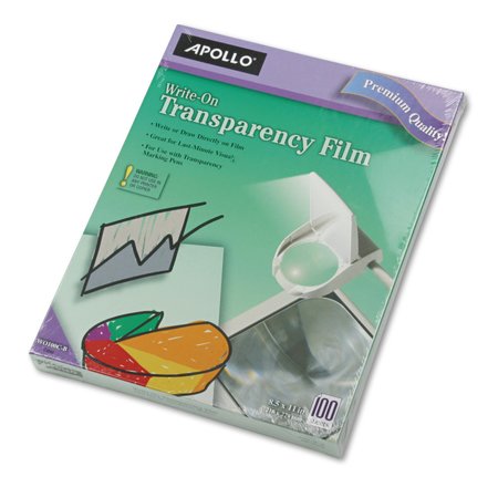 APOLLO Write-On Transperancy Film, Clear, PK100 VWO100C-BE